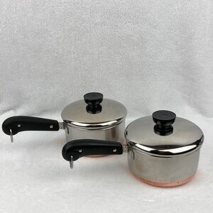 Revere Wear Copper Clad 2 Quart Sauce Pans Set of 2 with Lids